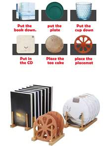 1 Set Of Wooden Bowl, Plate, Cup, Book, Pot Lid, Cutting Board, Dish Rack, Suitable For Kitchen, Reading Room Or Collection Room - Multicolor - View 10