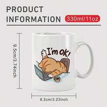 Ceramic Coffee Mug "I'm Fine", Cat Themed - Reusable, Insulated, Perfect Gift For Cat Lovers, Hand Wash Only - Red - View 2