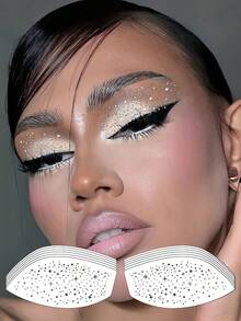 6pcs Silver Glitter Eyeshadow Stickers, Shimmery Eyeshadow Tattoos, Waterproof Eye Makeup Stickers Suitable For Summer Music Festivals, Parties, Christmas, Weddings - Silver - View 10