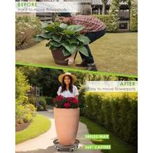 PACETAP - Paquete de 2 soportes grandes para plantas de 11.8 pulgadas con ruedas bloqueables cesta de plantas de alta resistencia con ruedas para interiores y exteriores maceta redonda para llevar - marrón - Ver 5