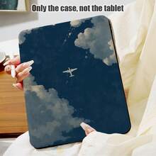 1件PU皮革保护套，带支架、笔槽、飞机云纹图案、720度旋转支架、自动休眠/唤醒功能，兼容荣耀、Matepad、苹果等型号 - 彩色 - 查看 1
