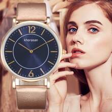 1 chiếc đồng hồ đeo tay nữ sang trọng, mặt số xanh dương, dây vàng, thiết kế tối giản toát lên vẻ thanh lịch, món quà lý tưởng cho Ngày Thánh Patrick, Ngày của Mẹ, Lễ Tạ ơn. - 1 cái - Xem 1