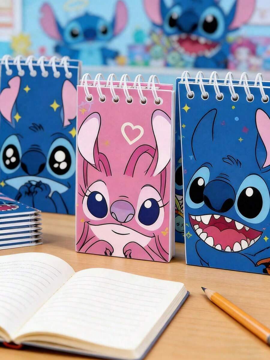 Stitch Notebook, Cartoon Office Theme Diary, Suitable For Students And Office Use, Back To School Gift, Birthday Party Gift, Christmas Gift, Christmas Stocking Stuffer, Christmas Gift [Random Pattern Shipped], New Year Party And Event Gift, Back To School Essential - 6Pcs Random - View 1