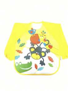 1件儿童防水围兜，带袖，男女通用，防污喂食围裙，可爱宝宝自主进食礼物，双面可用 - 彩色 - 查看 6