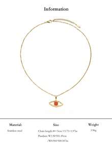 1pc Fashionable Retro 18K Gold Plated Stainless Steel Mysterious Guardian Devil's Eye Inlaid Tiger Eye & Green Natural Stone Pendant Necklace, Hypoallergenic, Suitable For Women's Daily, Party, Vacation, Layering, And Holiday Gifts - Gold - View 11