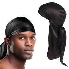 1PC Men's Silk Durag Pirate Hat For Sports, Outdoor Leisure, Breathable, Men's And Women's Universal Headscarf Hat - màu đen - Xem 3