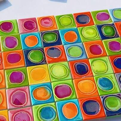 100g/200g Mosaico de caramelo multicolor, piezas de mosaico de vidrio de estilo moderno con superficie pintada en aerosol de 2,2*2,2 cm, materiales DIY para manualidades, revestimiento de paredes/escaleras, joyería colgante