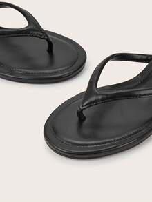 Minimalist Fashion Peep Toe Slip-On Sandals, Kitten Heel Backless High Heels - Black - View 4