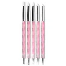 5Pcs Nail Art Pen Set Spiral Handle Silicone Pen Rhinestone Picker Pen Dual-End Pen Liner & Dotting Pen - Watermelon Pink - View 6