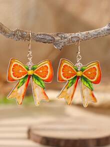 Un par de pendientes de arco con frutas de estilo tropical y temática oceánica, hechos de acrílico, adecuados para que las damas los usen durante las vacaciones y en la vida diaria - Multicolor - Ver 17