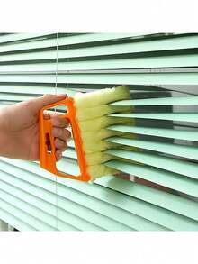 Cepillo de limpieza multifuncional para persianas venecianas, herramienta esencial para limpiar cortinas del hogar, aires acondicionados, ventiladores y grietas - amarillo - Ver 2
