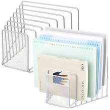 2 unidades de 7 ranuras inclinadas clasificador de archivos de malla de alambre de metal para clasificador de cartas de computadora para revistas carpetas de libros organizador de - Pago - Ver 1