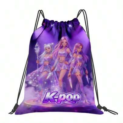 1pc Korean Idol Group Logo & Member Image Backpack - Made Of Oxford Soft Shell Material, Korean Culture Design, Machine Washable, Suitable For K-Drama Fans (Multiple Colors Available)