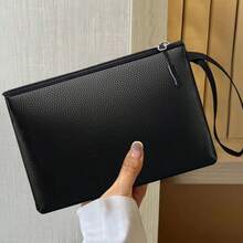 1pc Minimalist Black PU Large Capacity Pencil Case, Multifunctional Pencil Box, School Supplies, Pencil Bag, Office Supplies, Back To School Gift, Back To School Season, Learning Supplies, Multifunctional Pencil Pouch, Stationery Storage Bag - Pencil Case - View 5