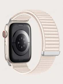 Upgrade Stretchy Solo Loop Band Compatible With Apple Watch Band 38mm 40mm 41mm 42mm 44mm 45mm 46mm 49mm For Women Men, Soft Breathable Sport Elastic Nylon Strap Compatible With IWatch Series Ultra/SE/11/10/9/8/7/6/5/4/3/2/1 Twill Weave With Suede Core Adjustable Hook And Loop Strap For Men & Women - Starlight - View 2