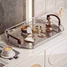 1 PET Serving Tray, Oval-Shaped Tray, Used In The Kitchen, Dining Table, Fruit Cake Tray For Holiday Parties - Grey - View 8