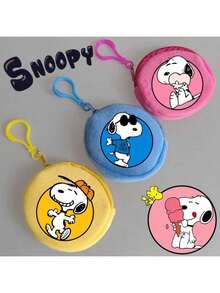 1 ví đựng tiền xu hình Snoopy, ví tròn hình chú chó hoạt hình, ví mini cầm tay, ví đựng chìa khóa dễ thương, quà tặng sinh nhật vui nhộn theo chủ đề anime (Kiểu ngẫu nhiên) - Nhiều màu - Xem 1