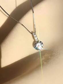 1 Piece Of Exquisite Women's Geometric Water Drop Clavicle Chain With Shiny Zirconia Sterling Silver Necklace Pendant Clavicle Chain Hypoallergenic Jewelry Valentine's Day Gift - 輕奢項鍊 - 查看 6