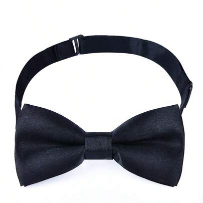 1pc Elegant Black Bow Tie - Formal Tuxedo Style - Adjustable, One Size - Suitable For Suits, Uniforms And Special Occasions