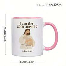 1pc 11oz Ceramic Coffee Mug With Jesus And Bible Verse Graphic, Reusable, Grade 3A, Ceramic Material, Unisex, Great Gift For Mother's Day, Father's Day - White - View 8