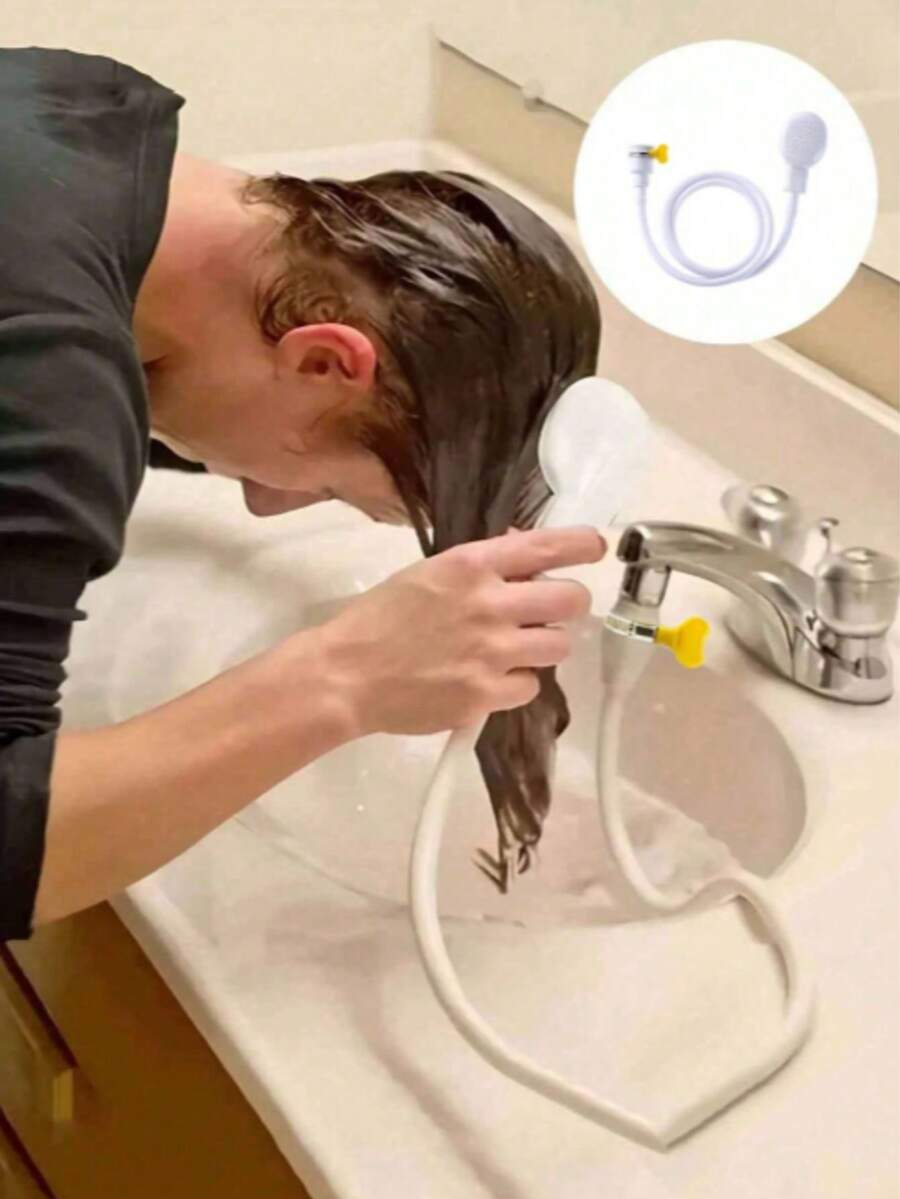 1个水龙头洗发淋浴喷头,便携式水龙头水槽软管接头,手持式淋浴喷头,适用于多种规格的水龙头,可用于沐浴、宠物洗发、冲洗蔬菜、狗狗洗澡、美容用品、多功能水龙头,易于安装,圣诞节节日送礼佳品,家居浴室装饰,夏季浴室配件 - White - 查看 1