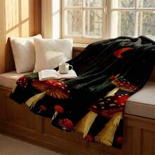 1 pieza de manta de franela con diseño de seta y caracol | Poliéster con relieve ultrasónico, cómoda y ligera, apta para todas las estaciones, de uso múltiple - Blanco y Negro - Ver 4