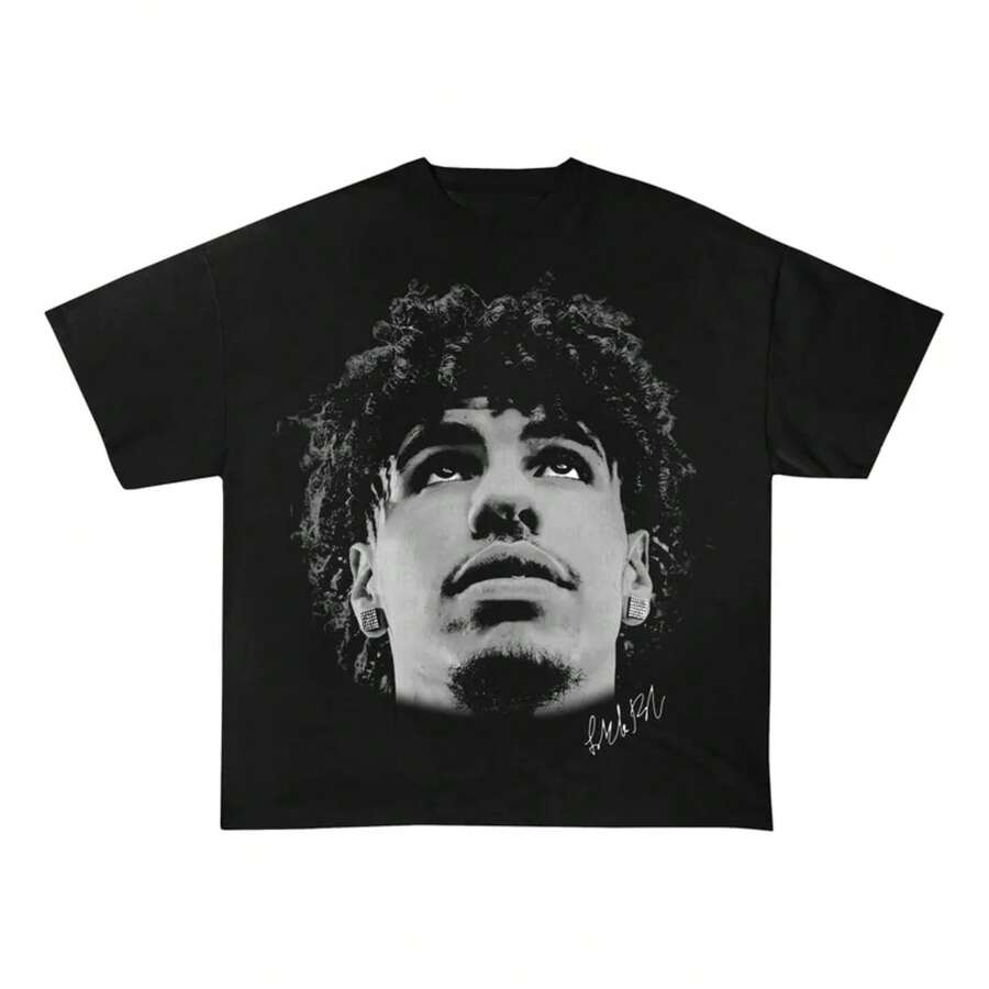 Camiseta con Gráfico de Lamelo Ball - Negro - Ver 1