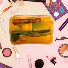 Neon Pouch Small, Makeup Bag, 7"X2.3"X4.7" Size TSA Approved Toiletry Bag, Clear Travel Bags For Toiletries, Clear Cosmetic Bag For Women And Men Small (Transparent (Black Bone)) - 深藍色 5 件裝 - 查看 5