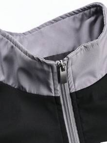 Chaqueta de moda urbana para hombre, de poliéster, cortavientos funcional, estampado de 67 letras, estilo casual y suelto, versátil - Gris - Ver 3