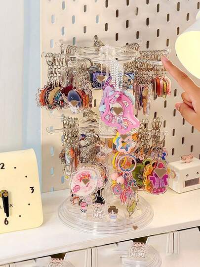 Adjustable Rotating Keychain Display Stand, Display Stand For Cultural And Artistic Jewelry, Desktop Bracelet Jewelry Holder, Necklace Finished Product Storage Stand, Suitable For Key Chains, Badges, Jewelry, Necklaces, Bracelets, Pendants, Etc. - Multi-Functional Display Stand For Collectibles And Prizes, Essential For Valentine's Day, Sunny Trips, And Back-To-School Season.