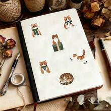 64 Pieces Of Retro Oil Painting Cat Graffiti Stickers - Waterproof Vinyl, Suitable For Laptops, Water Bottles, Notebooks, Suitcases, Etc. - Cartoon Fun DIY Scrapbook Gift - A - View 5