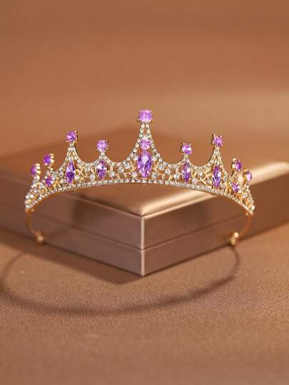 1pc Classic Alloy Wedding Crown Tiara, Suitable For Women's Wedding, Birthday Party Decoration