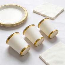 Bộ 10/20/50 cốc giấy viền vàng sang trọng, thích hợp cho đồ uống nóng/lạnh, chống dầu và bền, tuyệt vời cho tiệc sinh nhật, đám cưới, tiệc độc thân, lễ tốt nghiệp, lễ Phục sinh và nhiều dịp khác. - nhiều màu - Xem 6