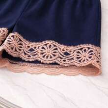 Women's Baby Doll Set With Lace, Short Doll Pajamas, Lightweight, Soft, Cool And Adjustable Straps - Màu xanh hải quân - Xem 7