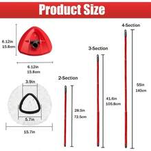 Spin Mop OCeda EasyWring Microfiber Spin Mops, 2 Microfiber Mop Refills 4 - Section 30 - To - 58 Inch Mop Stick And 1 Base Combo Set (White(1 System) - 2 Refills+1 Base+1 Handle(1 Tank System) + Red - View 2