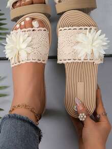 Giày sandal đế xuồng mùa hè mới dành cho nữ, giày cao gót thời trang đi biển. - Màu be - Xem 5
