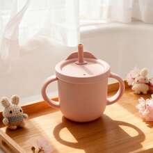 Infant Straw Cup, Training Cup, Silicone Material Double Handle Water Bottle - Multicolor - View 5