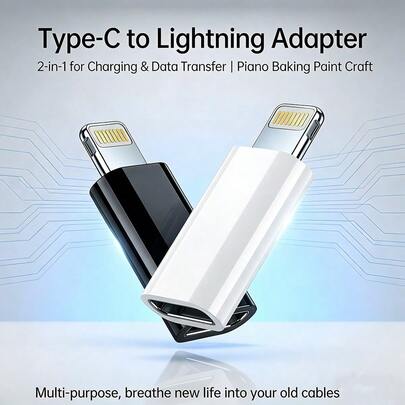 1 pieza Adaptador de Tipo-C a Lightning de carga rápida, adecuado para la serie 14/13/12/11 y múltiples dispositivos Apple. Plug and Play, sin necesidad de ventanas emergentes, compatible con carga rápida PD, compacto y portátil, aplicable para adaptador de de Tipo-C a Lightning para llamadas/música/carga/transferencia de datos. Regalo de primavera