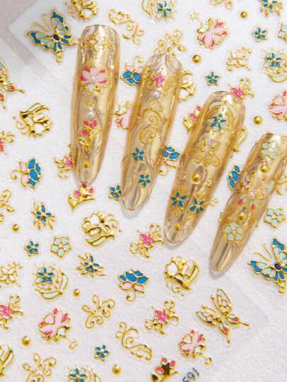 Cartoon Fun Nail Stickers, Relief Nail Stickers, Self-Adhesive Nail Stickers For Women, 5D Relief Effect, Cute And Interesting, Exquisite Theme, Easy DIY Nail Decoration, Holiday Gifts, Party Style Stickers, Water Cup Phone Decoration Stickers