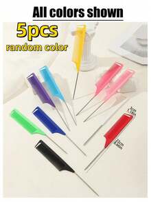 1/7pcs Professional Pointed Tail Comb, Rat Tail Comb, Sectioning Comb, Stainless Steel Tail Comb, Anti-Static Comb, Braiding Comb, Fine Tooth Rat Tail Comb, Shiny Tail Comb, Shiny Comb, Multi-Functional Regular Hair Comb - Multicolor - View 18