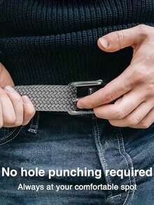 2pcs Men's Woven Elastic Waist Belt - Stretchy Fabric Golf Pants Belt, Suitable For Casual Jeans - A - View 3