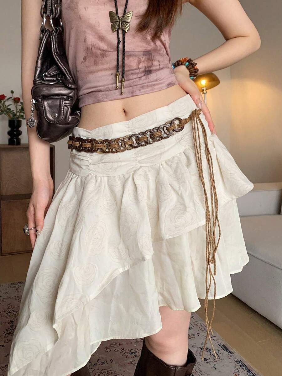 1 chiếc dây thắt eo bằng polyester màu nâu kiểu Bohemian với khóa hình vỏ dừa dành cho nữ. - màu nâu - Xem 1