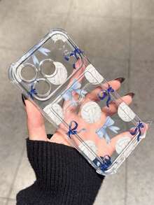 Bow-Knot Volleyball Bow Minimalist Card Slot Shockproof Phone Case Compatible With Apple 17/16/14 Pro Max, High-Quality New Model 13, 15, Ins Style 12/12 Pro, 11, 15 Pro Max, 16 - Clear - View 1