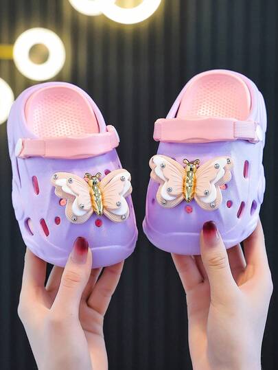 儿童夏季新款卡通可爱蝴蝶轻便防滑沙滩/室内拖鞋，男女童均适用