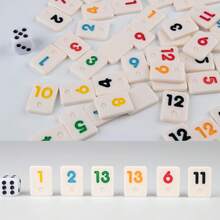 1 Set Juego de Mesa de Rummy para Viaje, Incluye Bolsa de Lona Duradera, Juego de Cartas Clásico de Rummy, Adecuado para Juego Familiar, 106 Cartas, 4 Soportes para Cartas, 1 Dado (2-4 Jugadores) - Multicolor - Ver 11