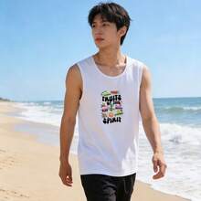 ブラックのフルーツデザイン入り サマーウェア ノースリーブTシャツ ファッション性溢れる 若者向け - ホワイト - チェックする 4