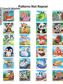 1/4/5/8件套卡通动物恐龙旅行工具鱼拼图玩具，蓝/粉色木制玩具，复活节礼物，派对礼品袋填充物，圣诞节袜填充物，减压玩具，派对小礼物 - 彩色 - 查看 11