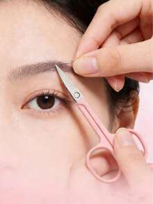 1pc Eyebrow Scissors, Suitable For False Eyelashes, Nose Hair, Beard, Facial Grooming Tools - Pink - View 1