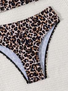 Women's Vacation Printed Strapless High Waisted Pants Bikini Two Pieces Set - Multicolor - View 5