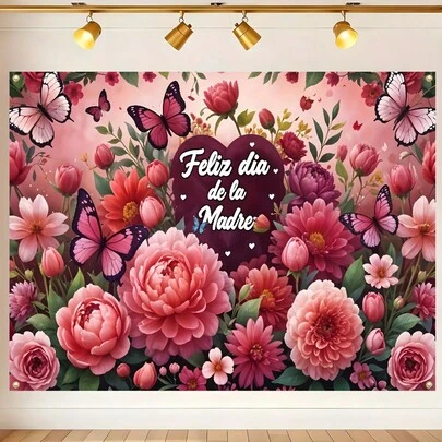 2D Flat Version, [Party Banner] 2D Flat Banner 1 Mother's Day Banner Decoration Background Happy Mother's Day Photography Background Cloth Seasonal Festival Background Suitable For Indoor And Outdoor Garden Courtyard Party Home Decoration Banner